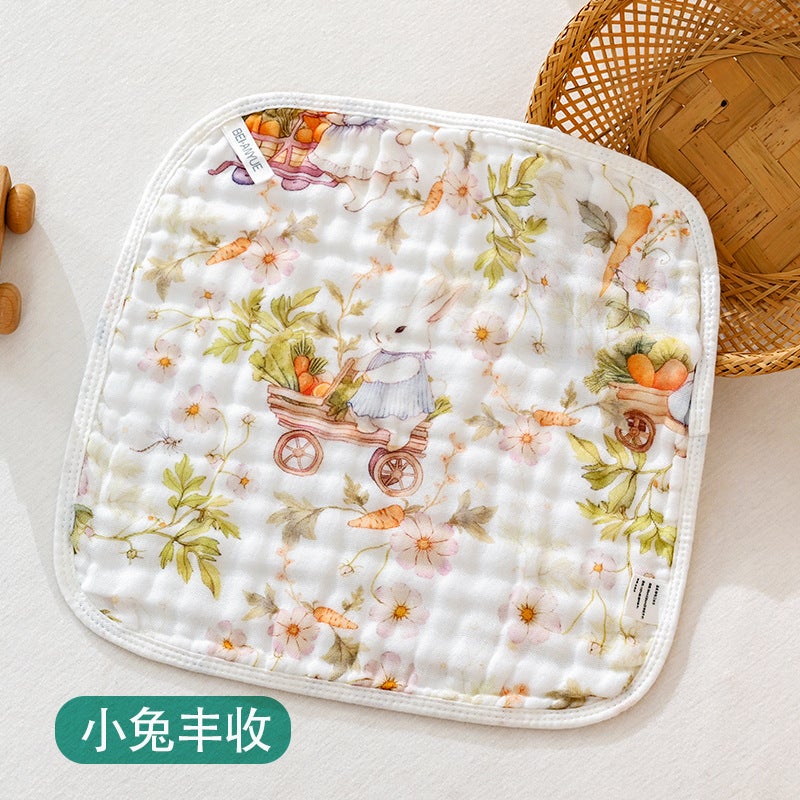 Baby Saliva Towel Type A Pure Cotton Baby Towel Baby Gauze Towel Six-Layer Seersucker Cotton Small Towel - Image 1